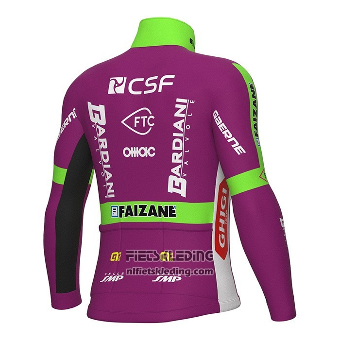 2022 Fietskleding Bardiani Csf Faizane Groen Violet Lange Mouwen en Koersbroek